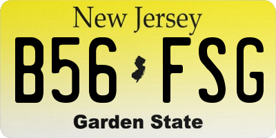 NJ license plate B56FSG