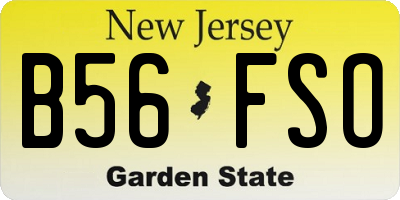 NJ license plate B56FSO