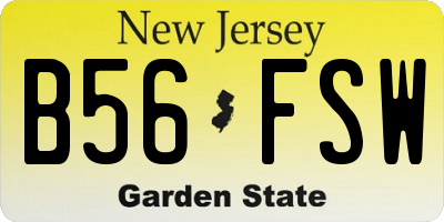 NJ license plate B56FSW