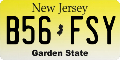 NJ license plate B56FSY