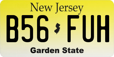 NJ license plate B56FUH