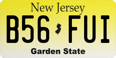 NJ license plate B56FUI