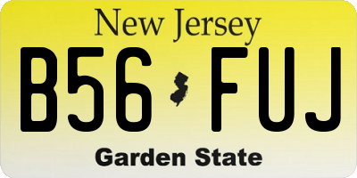 NJ license plate B56FUJ