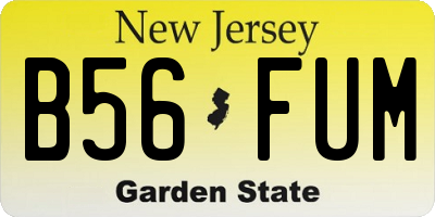 NJ license plate B56FUM