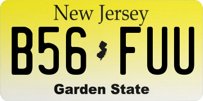NJ license plate B56FUU