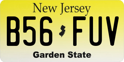 NJ license plate B56FUV