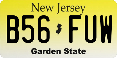 NJ license plate B56FUW