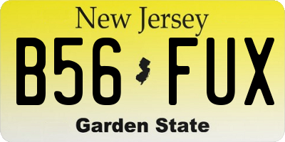 NJ license plate B56FUX