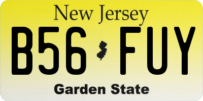 NJ license plate B56FUY