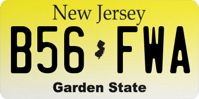 NJ license plate B56FWA