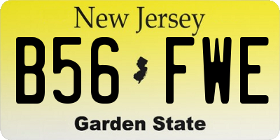 NJ license plate B56FWE