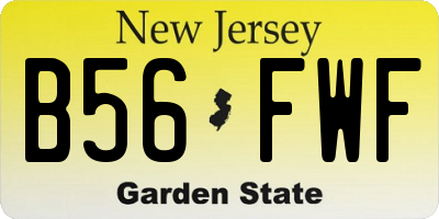 NJ license plate B56FWF