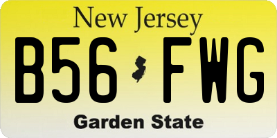 NJ license plate B56FWG
