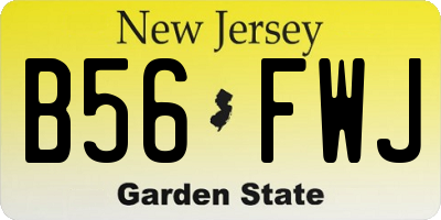NJ license plate B56FWJ