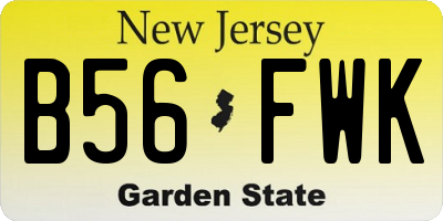 NJ license plate B56FWK