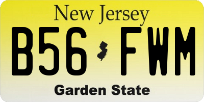 NJ license plate B56FWM