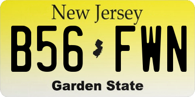 NJ license plate B56FWN