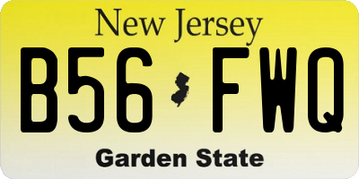 NJ license plate B56FWQ