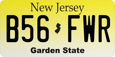 NJ license plate B56FWR