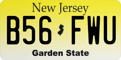 NJ license plate B56FWU