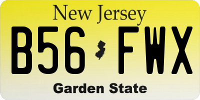 NJ license plate B56FWX