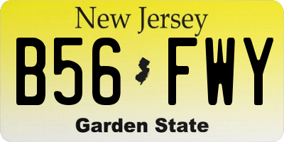 NJ license plate B56FWY