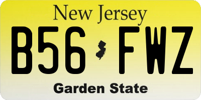 NJ license plate B56FWZ