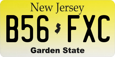NJ license plate B56FXC