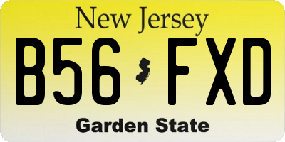 NJ license plate B56FXD