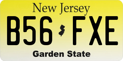 NJ license plate B56FXE