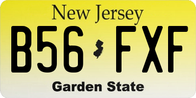 NJ license plate B56FXF