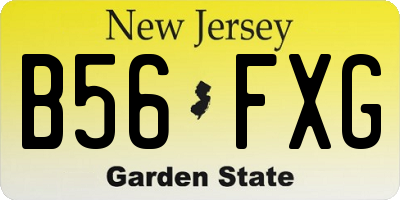 NJ license plate B56FXG