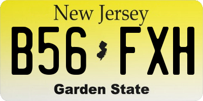 NJ license plate B56FXH