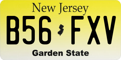 NJ license plate B56FXV