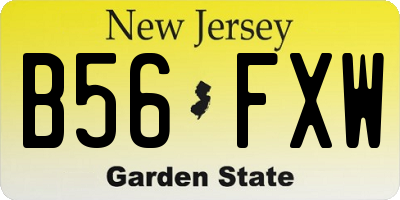 NJ license plate B56FXW