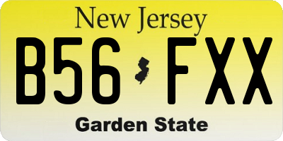 NJ license plate B56FXX