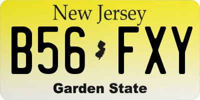 NJ license plate B56FXY