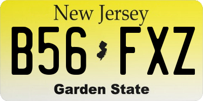 NJ license plate B56FXZ