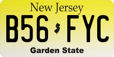 NJ license plate B56FYC