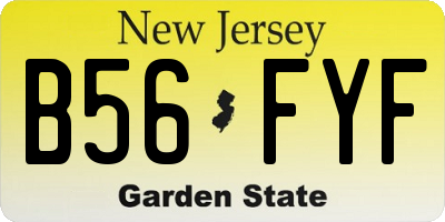 NJ license plate B56FYF