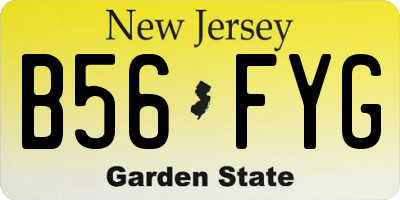 NJ license plate B56FYG