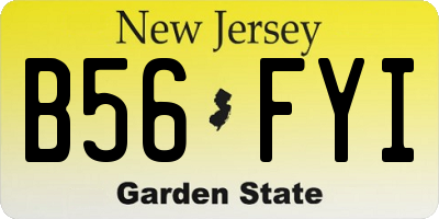 NJ license plate B56FYI