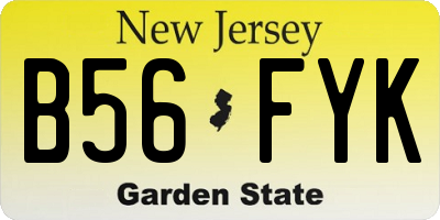 NJ license plate B56FYK