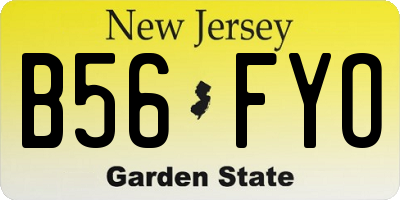 NJ license plate B56FYO