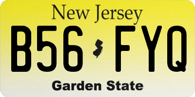 NJ license plate B56FYQ