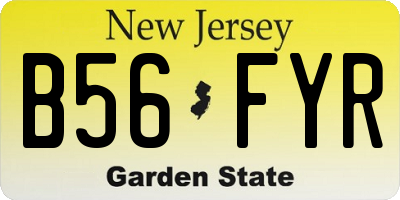 NJ license plate B56FYR
