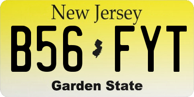 NJ license plate B56FYT