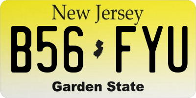 NJ license plate B56FYU