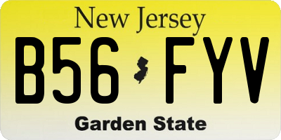 NJ license plate B56FYV
