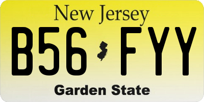 NJ license plate B56FYY